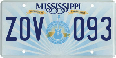 MS license plate ZOV093