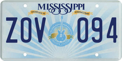 MS license plate ZOV094