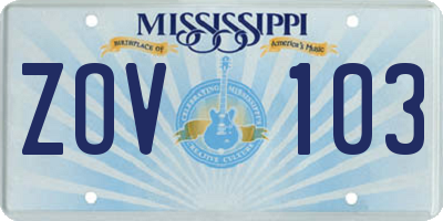 MS license plate ZOV103