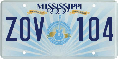 MS license plate ZOV104