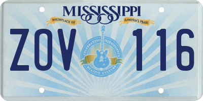 MS license plate ZOV116