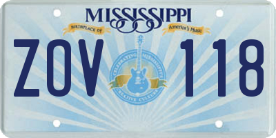 MS license plate ZOV118