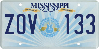 MS license plate ZOV133