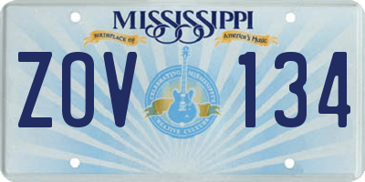 MS license plate ZOV134