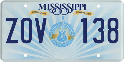 MS license plate ZOV138