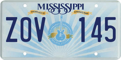 MS license plate ZOV145