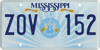 MS license plate ZOV152