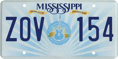 MS license plate ZOV154