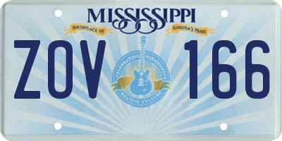 MS license plate ZOV166