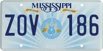 MS license plate ZOV186