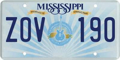 MS license plate ZOV190