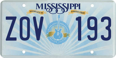 MS license plate ZOV193