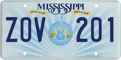 MS license plate ZOV201