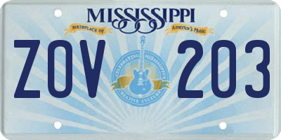 MS license plate ZOV203