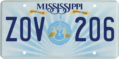 MS license plate ZOV206