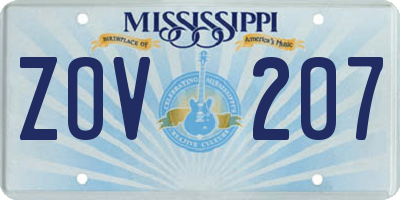 MS license plate ZOV207