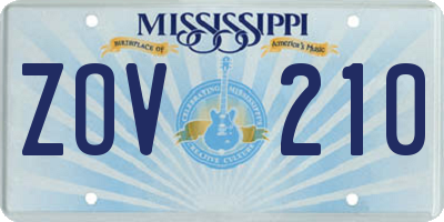 MS license plate ZOV210