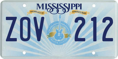 MS license plate ZOV212