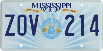 MS license plate ZOV214