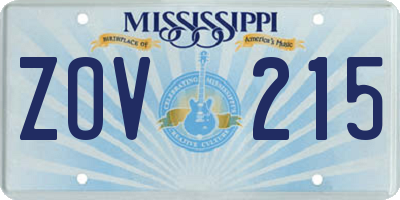 MS license plate ZOV215