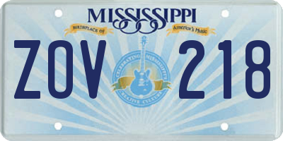 MS license plate ZOV218