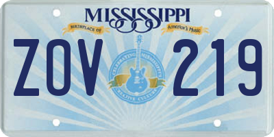 MS license plate ZOV219
