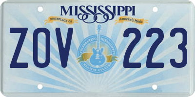 MS license plate ZOV223