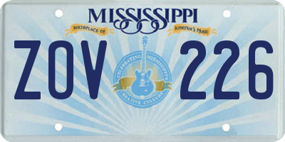 MS license plate ZOV226
