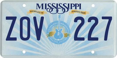 MS license plate ZOV227