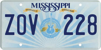 MS license plate ZOV228