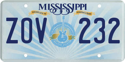 MS license plate ZOV232