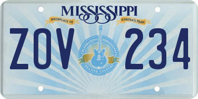 MS license plate ZOV234