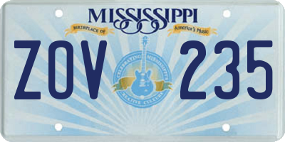 MS license plate ZOV235