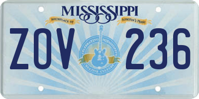 MS license plate ZOV236