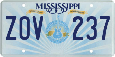 MS license plate ZOV237