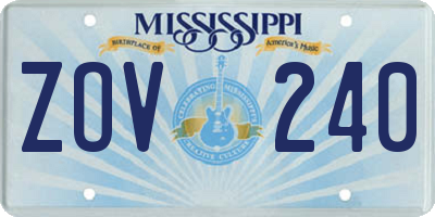 MS license plate ZOV240