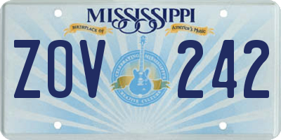 MS license plate ZOV242