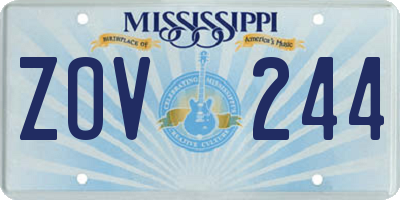 MS license plate ZOV244