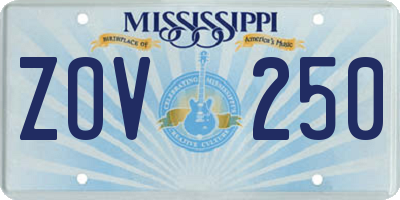 MS license plate ZOV250