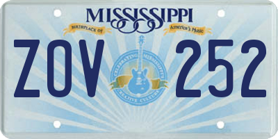 MS license plate ZOV252