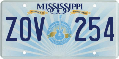 MS license plate ZOV254