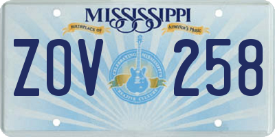 MS license plate ZOV258