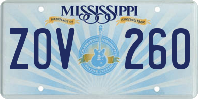 MS license plate ZOV260