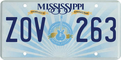 MS license plate ZOV263