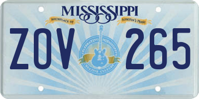 MS license plate ZOV265