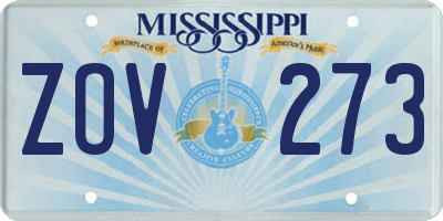 MS license plate ZOV273