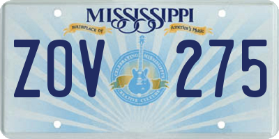 MS license plate ZOV275