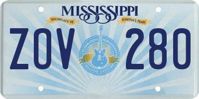 MS license plate ZOV280