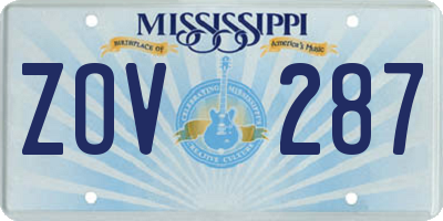 MS license plate ZOV287