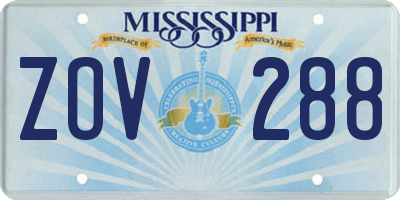 MS license plate ZOV288